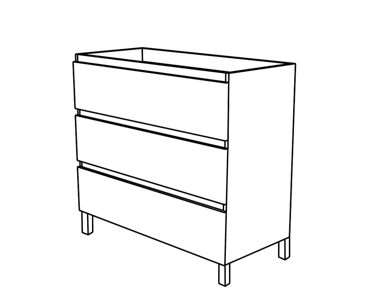 3 TIROIRS AVEC PIEDS